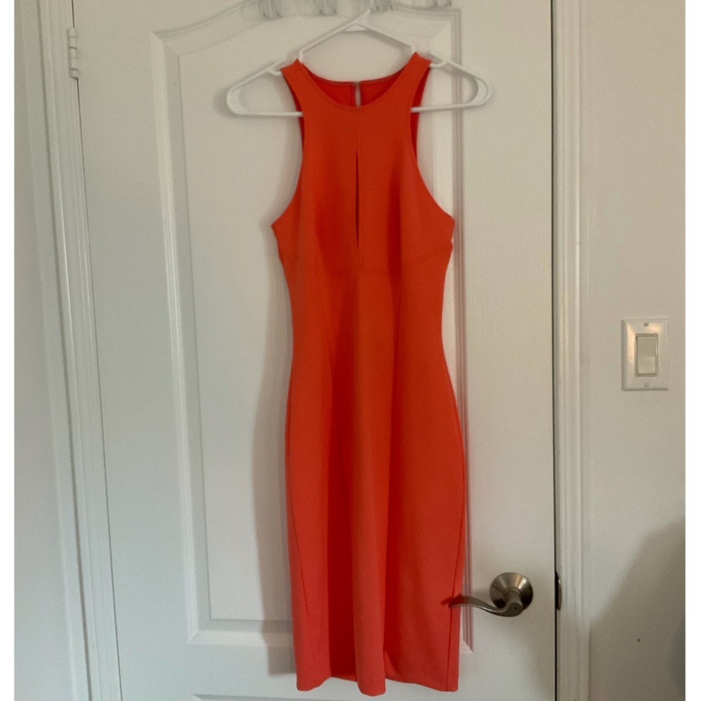 Forever 21 Coral Mid-Length Openback Dress